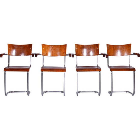 Image 1 of Ensemble de 4 fauteuils vintage en hêtre par Mart Stam pour Robert Slezak, années 1930