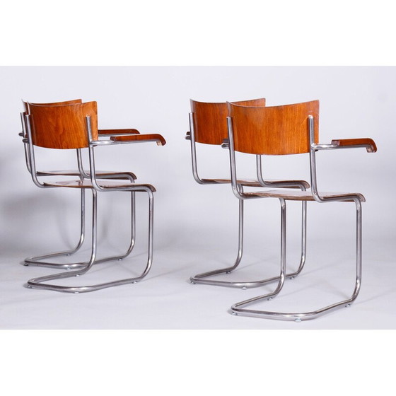 Image 1 of Ensemble de 4 fauteuils vintage en hêtre par Mart Stam pour Robert Slezak, années 1930