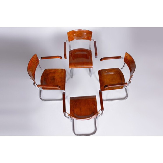 Image 1 of Ensemble de 4 fauteuils vintage en hêtre par Mart Stam pour Robert Slezak, années 1930