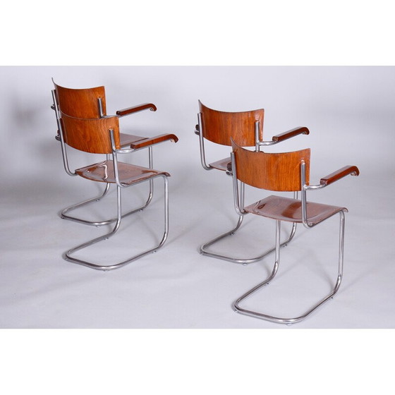 Image 1 of Ensemble de 4 fauteuils vintage en hêtre par Mart Stam pour Robert Slezak, années 1930
