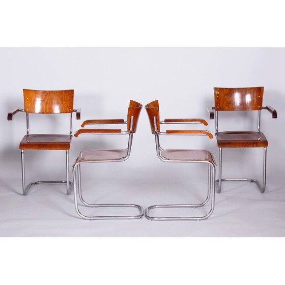 Image 1 of Ensemble de 4 fauteuils vintage en hêtre par Mart Stam pour Robert Slezak, années 1930