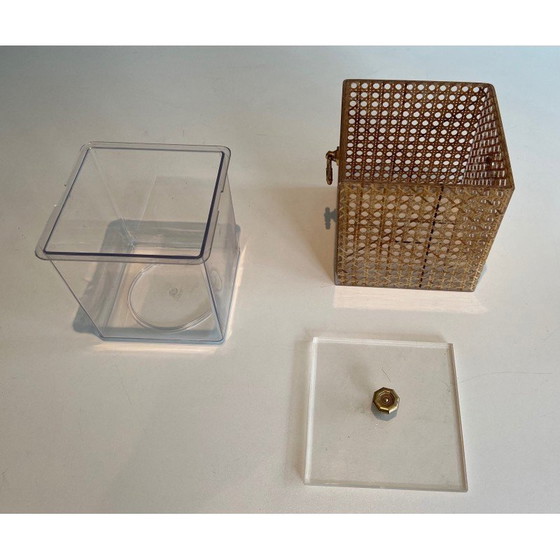 Image 1 of Seau à glace vintage en plexiglas et canne, Italie 1970