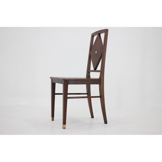 Image 1 of Chaise vintage "Art nouveau" avec incrustation de nacre sur l'assise et le dossier, années 1910
