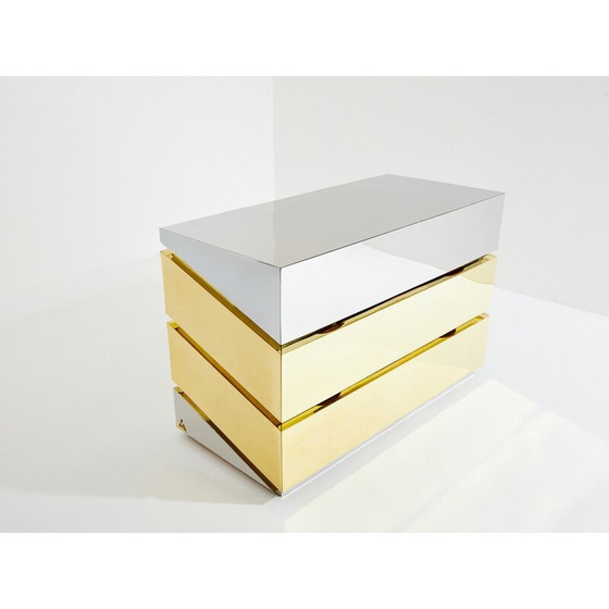 Image 1 of Vintage Mr Mme modèle de commode en chrome et laiton par Gabriella Crespi, 1972