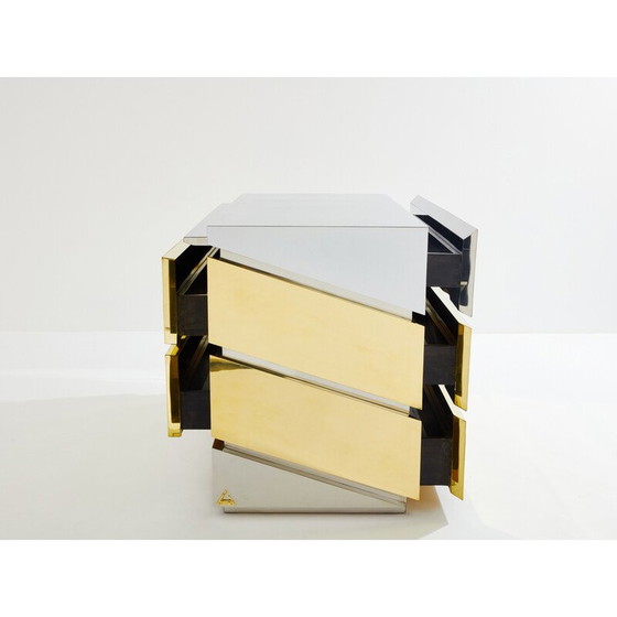 Image 1 of Vintage Mr Mme modèle de commode en chrome et laiton par Gabriella Crespi, 1972