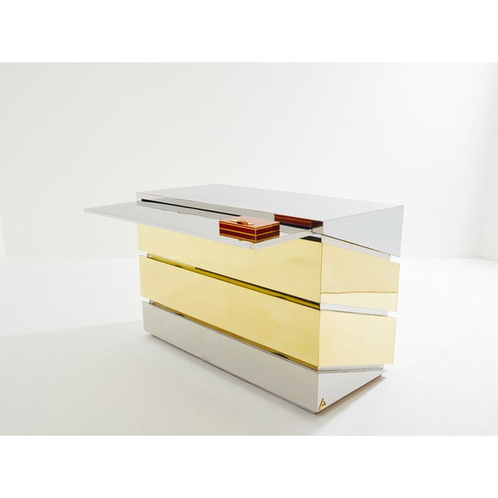 Image 1 of Vintage Mr Mme modèle de commode en chrome et laiton par Gabriella Crespi, 1972