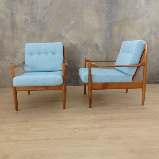 Image 1 of Paire de fauteuils vintage bleu clair, Scandinave 1950s