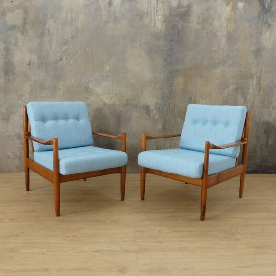 Image 1 of Paire de fauteuils vintage bleu clair, Scandinave 1950s
