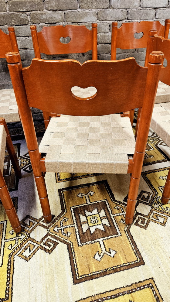 Image 1 of Lot De 6 Chaises D'Auberge 1970 Vintage 