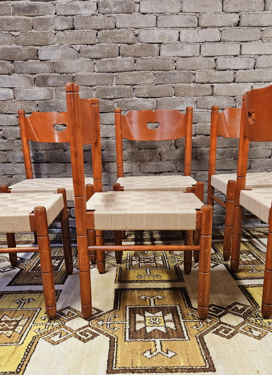 Image 1 of Lot De 6 Chaises D'Auberge 1970 Vintage 