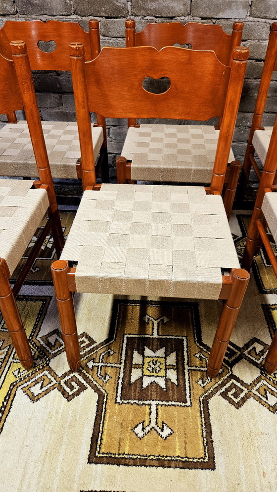 Image 1 of Lot De 6 Chaises D'Auberge 1970 Vintage 