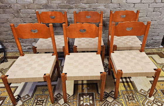 Image 1 of Lot De 6 Chaises D'Auberge 1970 Vintage 