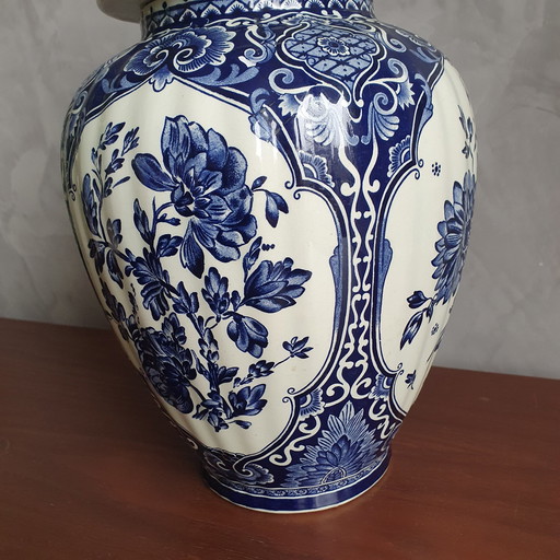 Royal Sphinx Maastricht Foo Dog Vase bleu de Delft des années 50