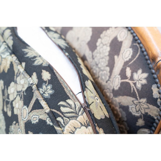 Image 1 of Ensemble de salon vintage en bambou, tissu et osier, Italie 1980