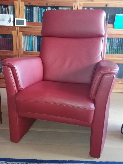 2x Fauteuil moderne en cuir rouge