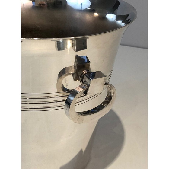 Image 1 of Seau à champagne vintage en métal argenté, 1930