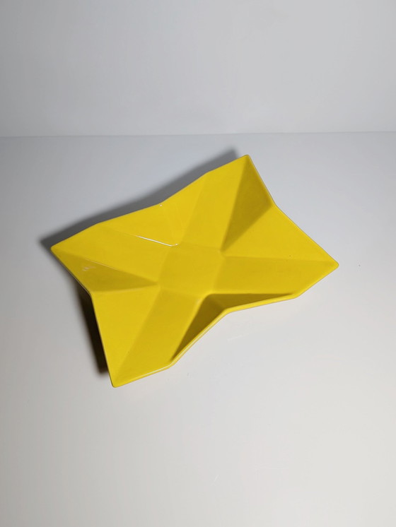 Image 1 of Vintage Jaune Asa Céramique Set de bols Prisme Graphique 80Er 90Er Assiette Glossy Allemagne Postmoderne