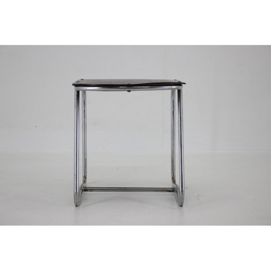 Image 1 of Tabouret Bauhaus vintage en chrome et bois, Tchécoslovaquie années 1930