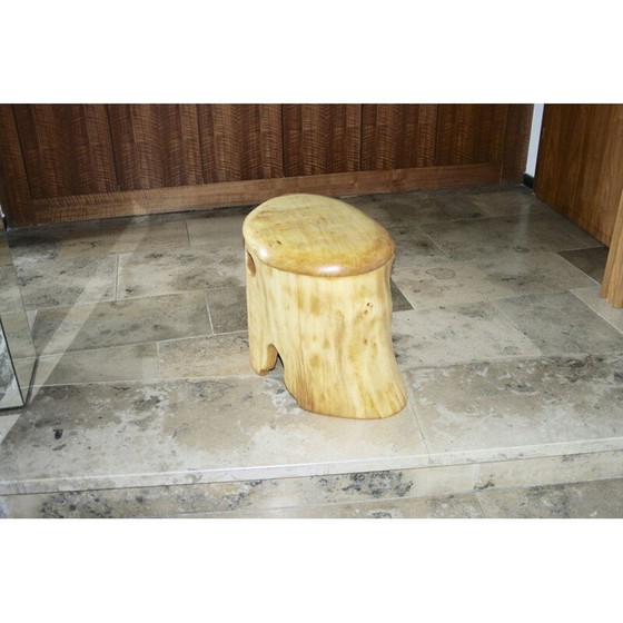 Image 1 of Table de chevet vintage zoomorphe en acacia naturel 1970