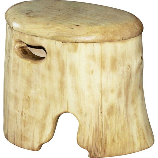 Table de chevet vintage zoomorphe en acacia naturel 1970