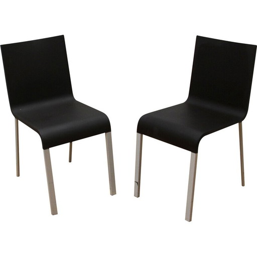Paire de chaises vintage ".03" en plastique noir et métal par Martin Van Severen pour Vitra