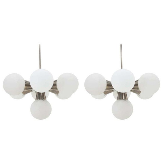 Image 1 of Paire de suspensions Sputnik chromées de Kamenicky Senov, Tchécoslovaquie 1960