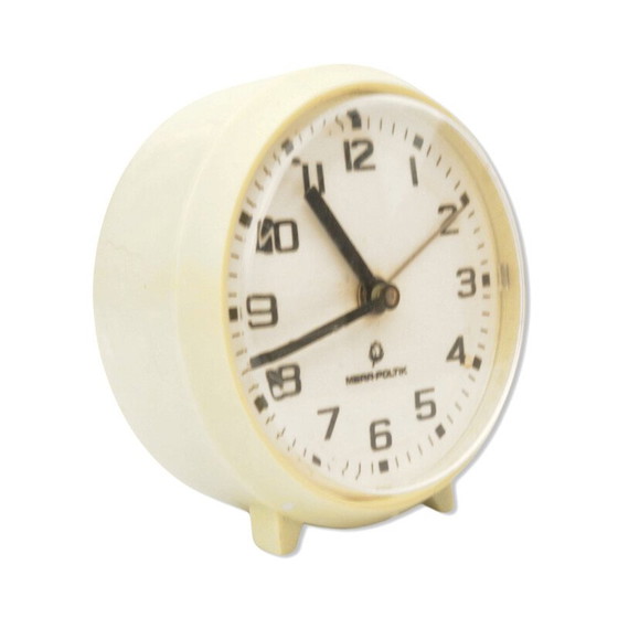 Image 1 of Réveil mécanique vintage en métal et plastique pour Mera-Poltik, Pologne 1970