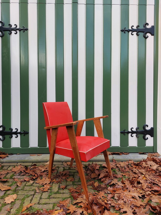 Image 1 of Fauteuil rouge Mid Century 1950