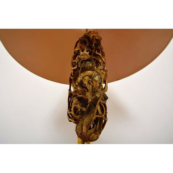 Image 1 of Lampe d'ambiance vintage en bois doré et laiton, 1960