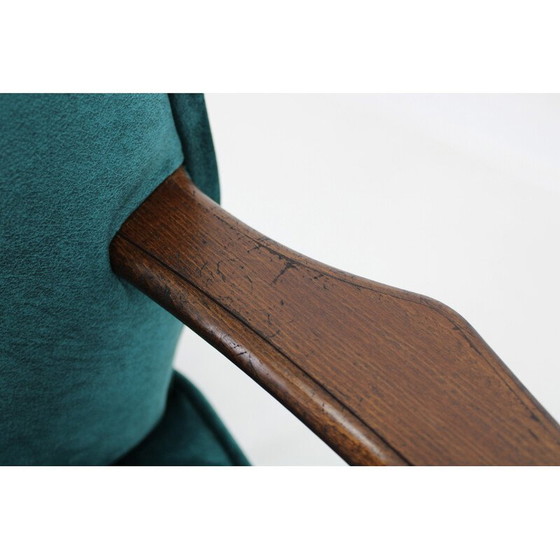 Image 1 of Paire de fauteuils vintage en hêtre et velours, Tchécoslovaquie 1970