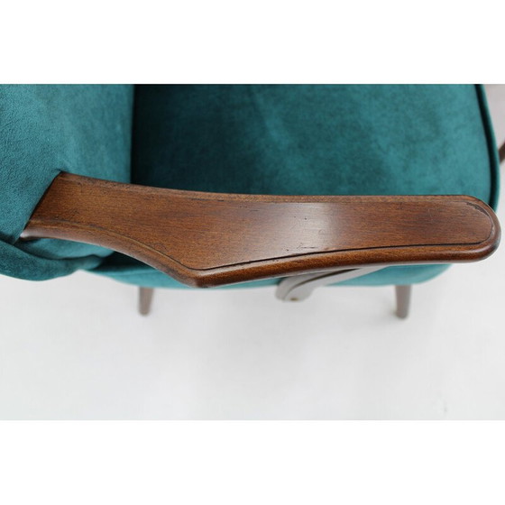 Image 1 of Paire de fauteuils vintage en hêtre et velours, Tchécoslovaquie 1970