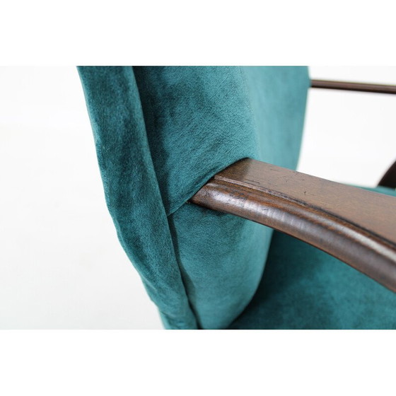 Image 1 of Paire de fauteuils vintage en hêtre et velours, Tchécoslovaquie 1970