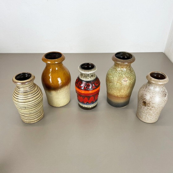 Image 1 of Ensemble de 5 vases vintage en terre cuite pour Scheurich, Allemagne 1970