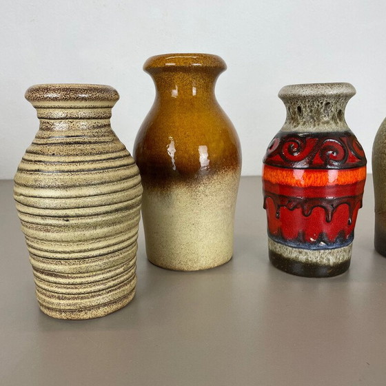 Image 1 of Ensemble de 5 vases vintage en terre cuite pour Scheurich, Allemagne 1970