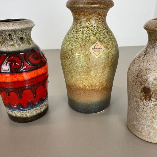Ensemble de 5 vases vintage en terre cuite pour Scheurich, Allemagne 1970