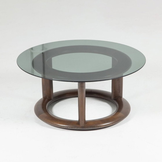 Image 1 of Table basse vintage en verre et acajou par Burkhard Vogtherr pour Rosenthal, 1970