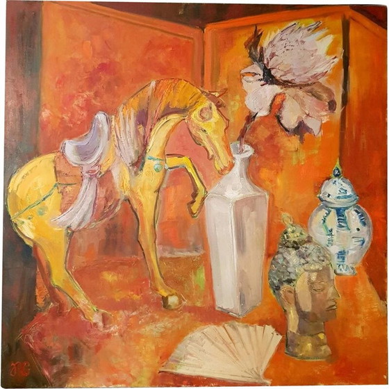 Image 1 of Huile sur toile vintage contemporaine Rg