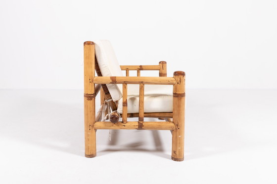 Image 1 of Banc moderne italien en bambou et osier, années 1970