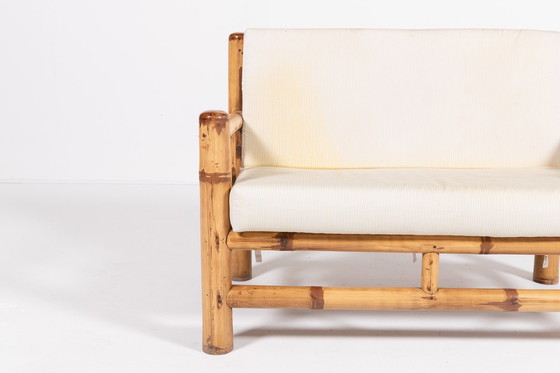 Image 1 of Banc moderne italien en bambou et osier, années 1970