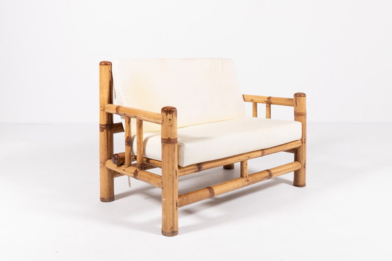 Image 1 of Banc moderne italien en bambou et osier, années 1970