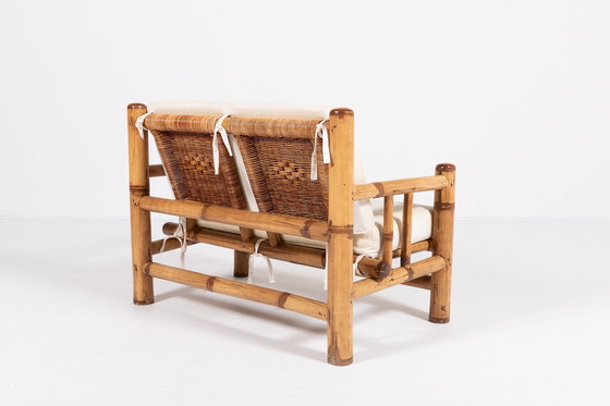 Image 1 of Banc moderne italien en bambou et osier, années 1970