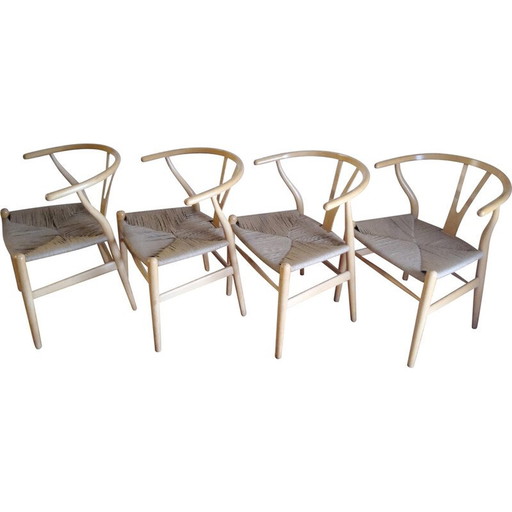 Ensemble de 4 chaises de salle à manger CH24 Wishbone en chêne par Hans Wegner pour Carl Hansen, 1960