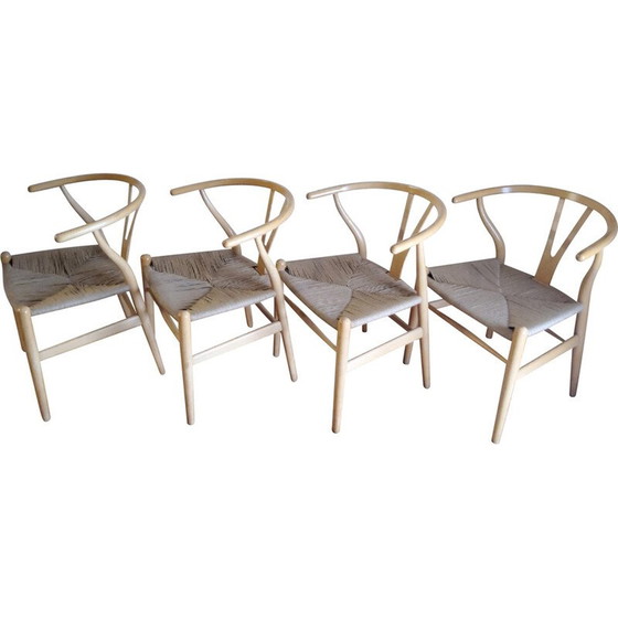 Image 1 of Ensemble de 4 chaises de salle à manger CH24 Wishbone en chêne par Hans Wegner pour Carl Hansen, 1960