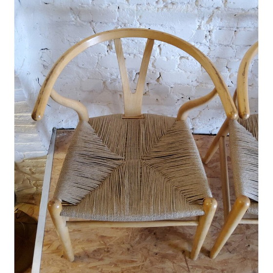 Image 1 of Ensemble de 4 chaises de salle à manger CH24 Wishbone en chêne par Hans Wegner pour Carl Hansen, 1960