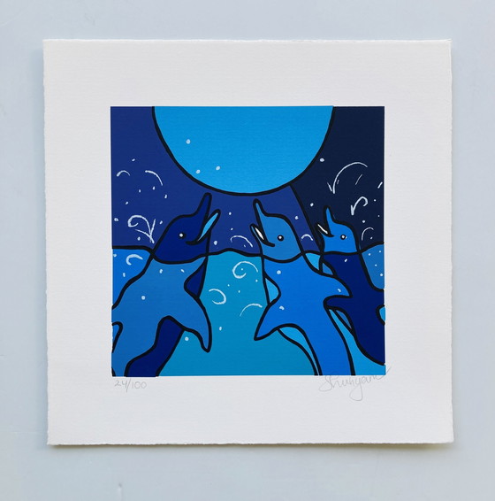 Image 1 of Shunyam - Sérigraphie Joyeux Dauphins
