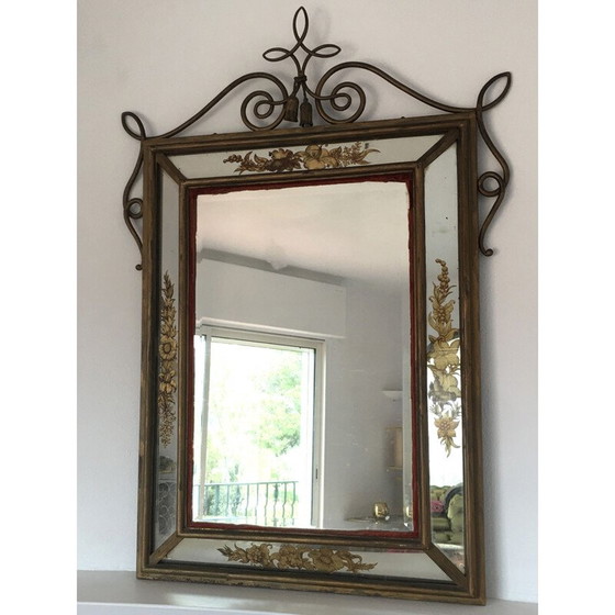 Image 1 of Miroir vintage en fer forgé par René Prou, 1940