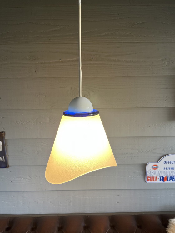 Image 1 of Lampe suspendue vintage en verre de l'âge de l'espace