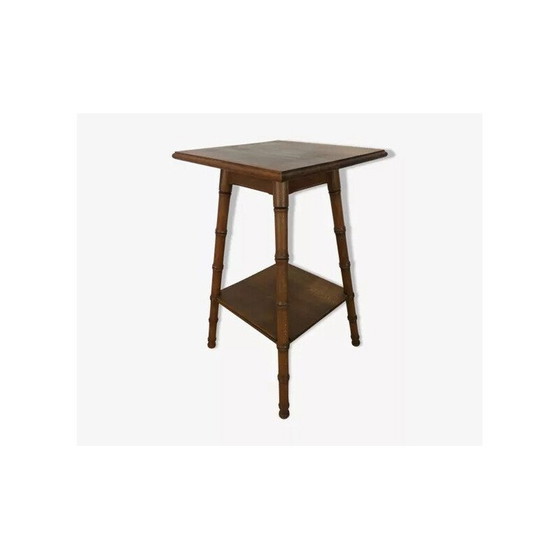 Image 1 of Table d'appoint vintage en bambou et bois sculpté, 1960