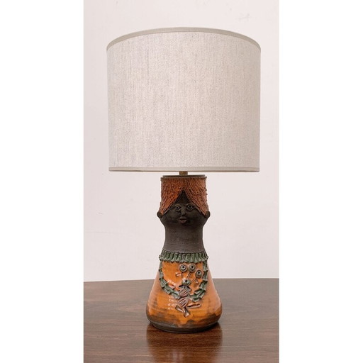 Vintage ceramic table lamp by Thérèse Bataille Dour, Belgium