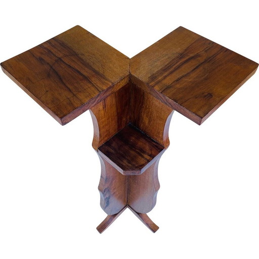 Porte-plantes vintage en noyer de style Art déco, années 1940